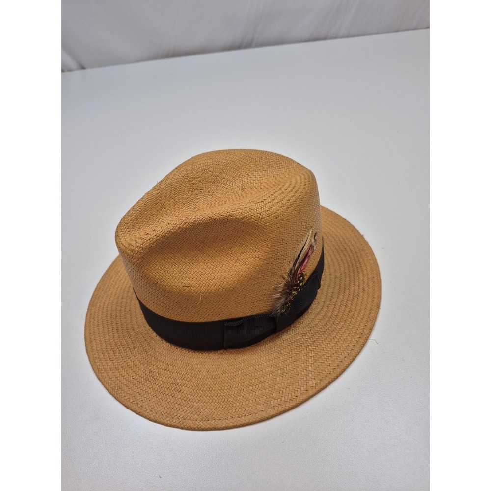 Genuine Panama Hat Fedora Men's Medium Beige Straw Lightweight Breathable